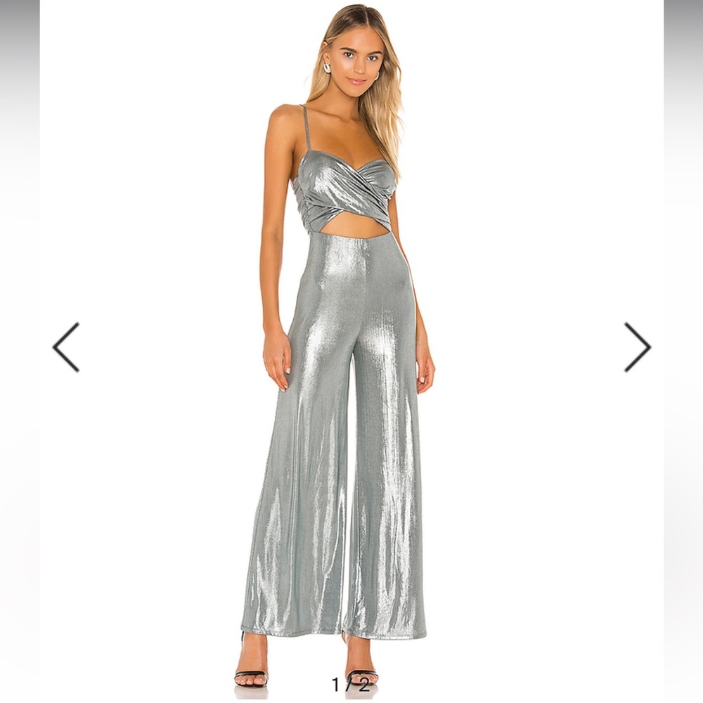 REVOLVE Lovers and Friends Yara Jumpsuit in Silver Metallic Size Small